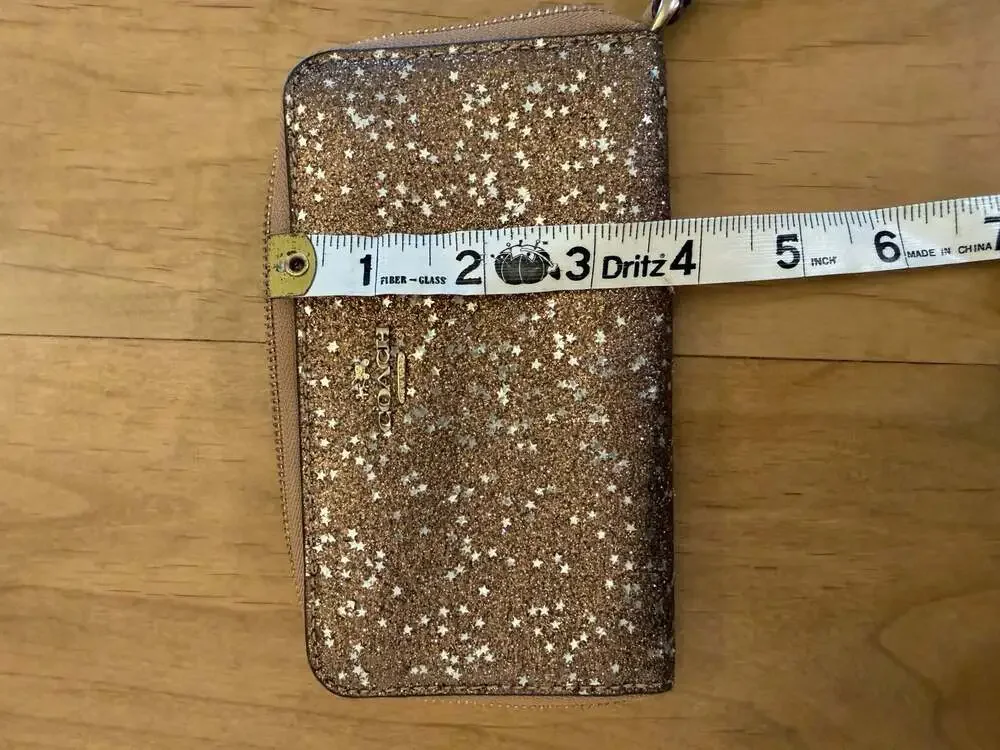 Coach F23448 Phone Wallet in Gold Star Glitter Print